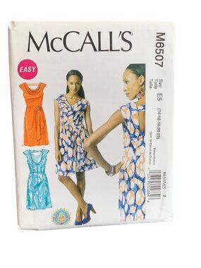 McCalls M6507 Sewing Pattern Womens Dress Size 14-16-18-20-22 Uncut